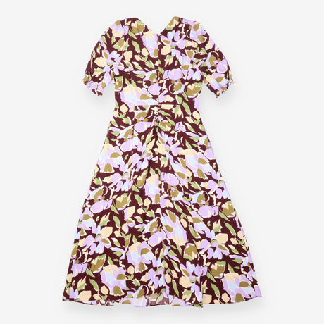 Dress Purple Floral V-Neck Maxi