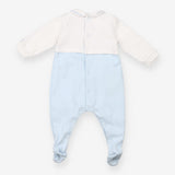 Outfit sleepsuit and hat blue and white embordered