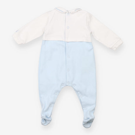 Outfit sleepsuit and hat blue and white embordered