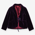 Velvet Blazer Silk Blend Open Front Purple