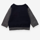 Knit Cardigan Grey V Neck Navy and 2 Pockets