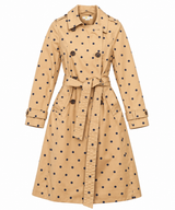 Trench Coat Tan Polka Dot Belted Double Breasted