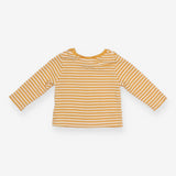Long sleeve yellow and cream striped t-shirt