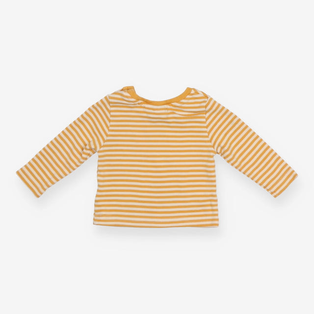 Long sleeve yellow and cream striped t-shirt