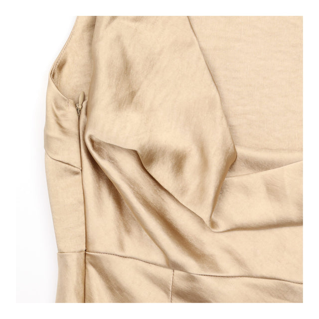 Champagne Satin Cowl Back Maxi Bridesmaid Dress