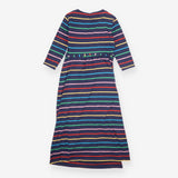 Maternity Dress Navy Rainbow Stripe Organic Cotton