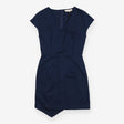 Navy V Neck Sleeveless Structured Cotton Dress