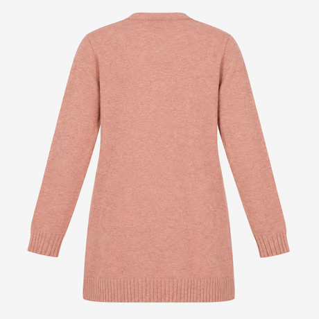 Rose Brown Longline Open Front Cardigan with Pocke