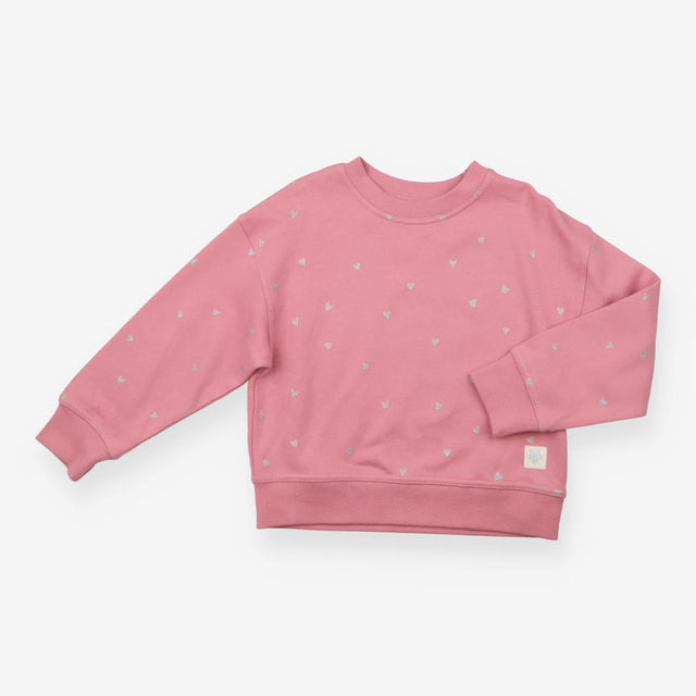 Pink jumper with silver glitter hearts