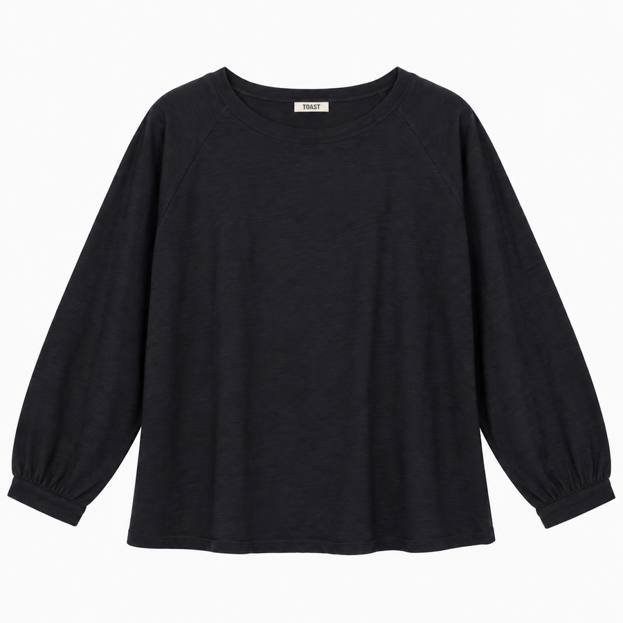 Black Relaxed Long Sleeve Top