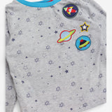 Long sleeve t-shirt grey rocket and planets