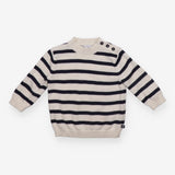 Jumper Knit White and Navy Stripe
