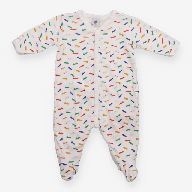 Sleepsuit White Skateboard Appliques