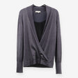 Hobbs Metallic Silver Sparkle Faux Wrap Mock Layer