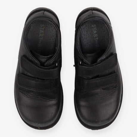 Shoes Black Leather 2 Strap Rip Tape