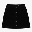 Cotton Corduroy Button Front Mini Skirt Black