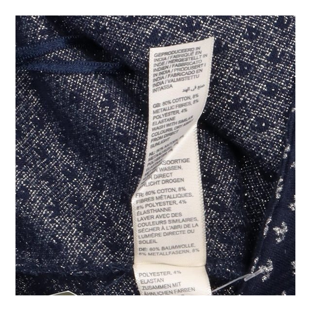 Dark Navy Silver Metallic Jacquard Cotton Stretch 