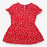Red Floral Tiered Short Sleeve Nursing M