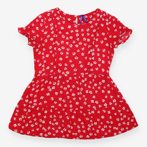 Red Floral Tiered Short Sleeve Nursing M