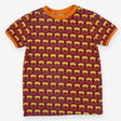 beb & ooo T-Shirt Purple with Orange Trim Retro Fl