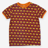 beb & ooo T-Shirt Purple with Orange Trim Retro Fl