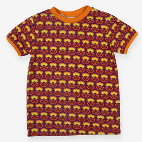 beb & ooo T-Shirt Purple with Orange Trim Retro Fl