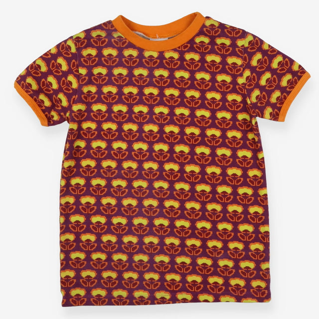 beb & ooo T-Shirt Purple with Orange Trim Retro Fl