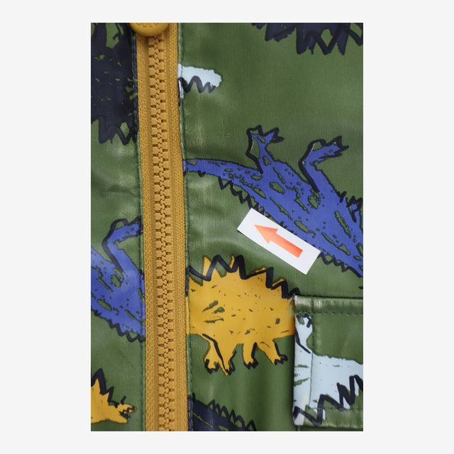 Fisher mans rain coat green with dinosaurs