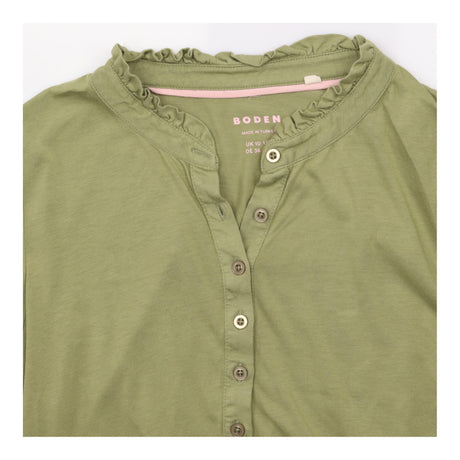 Ruffle Neck Cotton Modal Long Sleeve Top