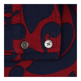 Blouse Navy Red Abstract Floral Tie Neck