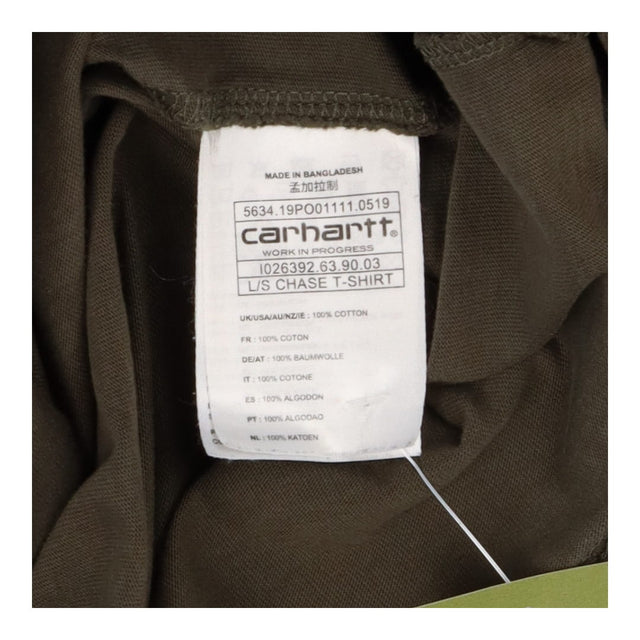 Khaki Green Long Sleeve Logo T‑Shirt