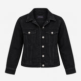 Washed Black 100% Cotton Button Front Denim Jacket