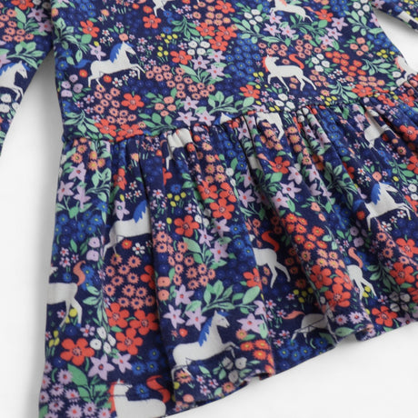 Dress Jersey Long Sleeve Unicorn and Floral Print