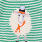 Sweater knit sheep green and white striped 