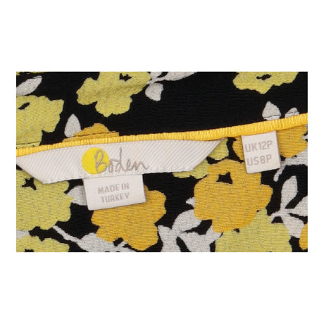 Black & Yellow Floral Long Sleeve Shirt Maxi Dress