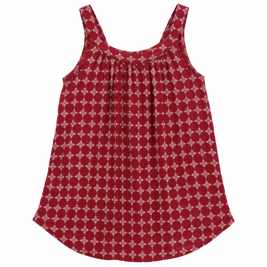 Floral Print Sleeveless Top Firebrick Red