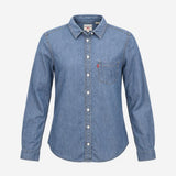 Mid Wash Blue 100% Cotton Denim Red Tab Long Sleev