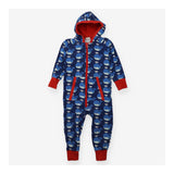One Piece Navy and Red with Whales Prints