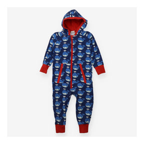 One Piece Navy and Red with Whales Prints