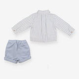 Outfit Shirt blue striped LS blue shorts
