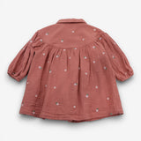 Dress rust muslin LS small flowers