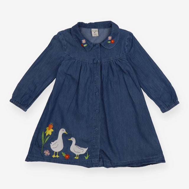 Blue Long Sleeve Dress with Ducks