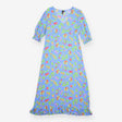 Blue Fruit Print Midi Tea