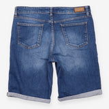 Shorts Blue Denim Turn Up Knee Length Jean Shorts