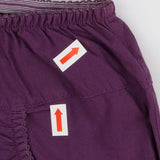 Trousers cotton purple pull on gathered hem