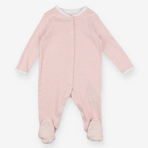 Sleepsuit Pink and White Stripe - Popper