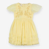 Dress lemon yellow floral embroidery 