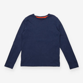 Tee LS blue orange neck lining