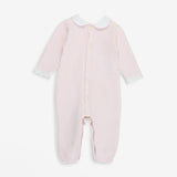 Knit Romper Pink with Floral Collar