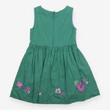 Sleeveless Dress Green with Purple Flowers